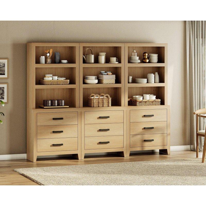 MDF 3 Çekmeceli ve 3 Raflı Country Kitaplık - 188 cm - 312136