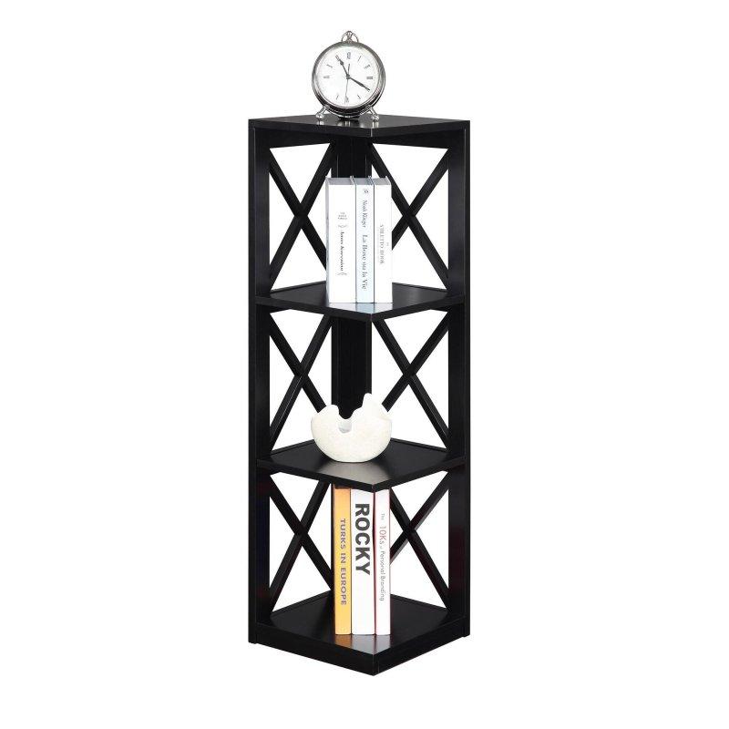 MDF 3 Raflı X Tasarım Köşe Kitaplık - 31x31x98 cm - 313156