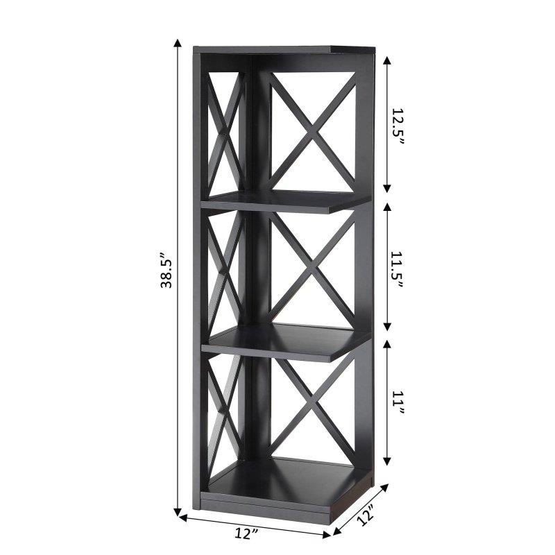 MDF 3 Raflı X Tasarım Köşe Kitaplık - 31x31x98 cm - 313156