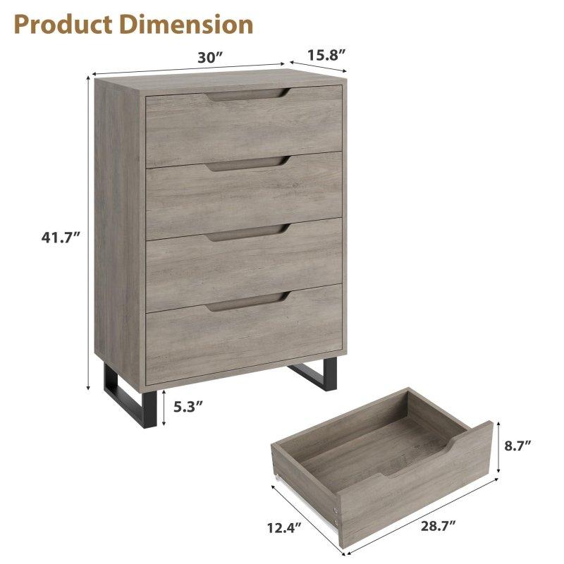 MDF 4 Çekmeceli Dikey Modern Şifonyer - 77x41x106 cm - 306389