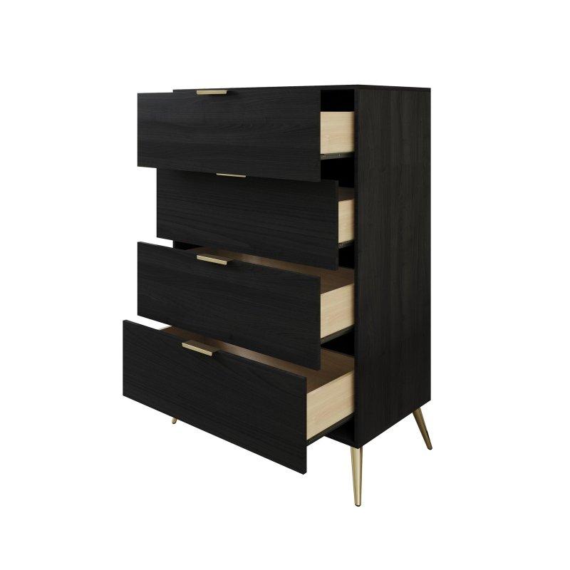 MDF 4 Çekmeceli Gold Metal Ayaklı Şifonyer - 301644