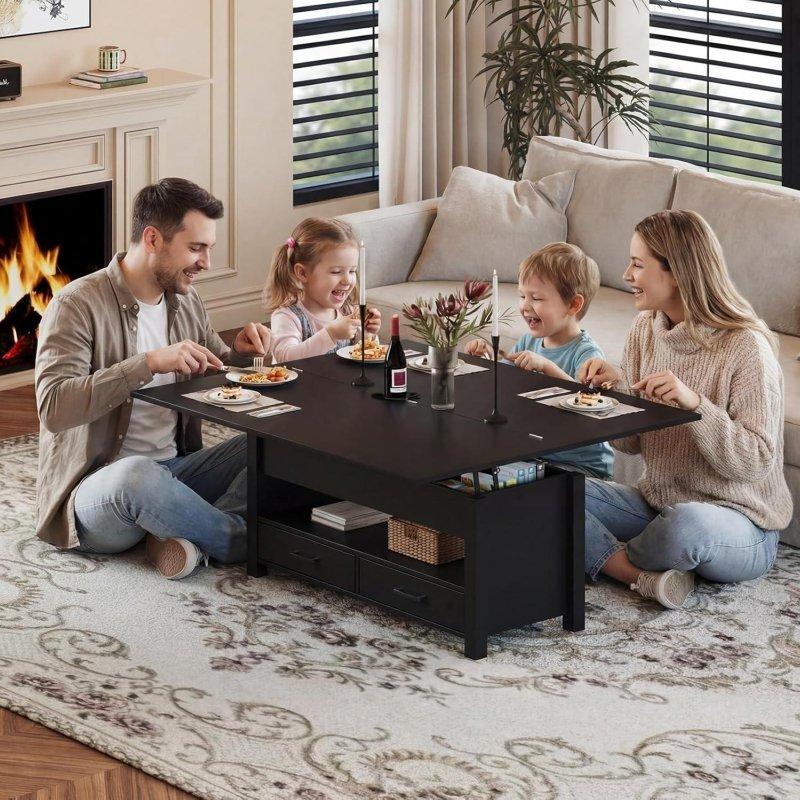 MDF 4ü 1 Arada Yüksekliği Ayarlanabilir Kalkar Kapaklı Akıllı Sehpa - 101 cm - 254709