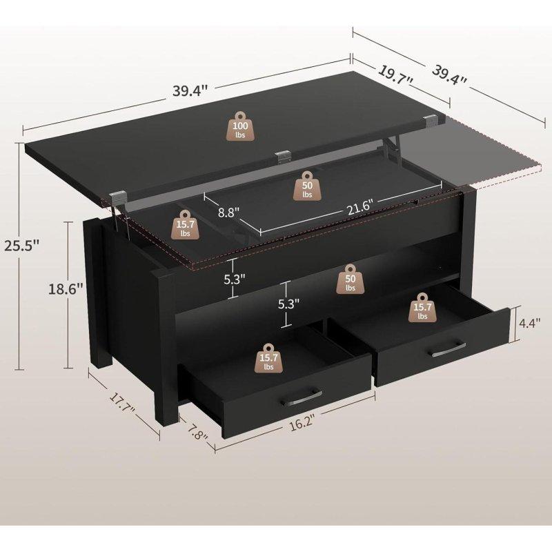 MDF 4ü 1 Arada Yüksekliği Ayarlanabilir Kalkar Kapaklı Akıllı Sehpa - 101 cm - 254709