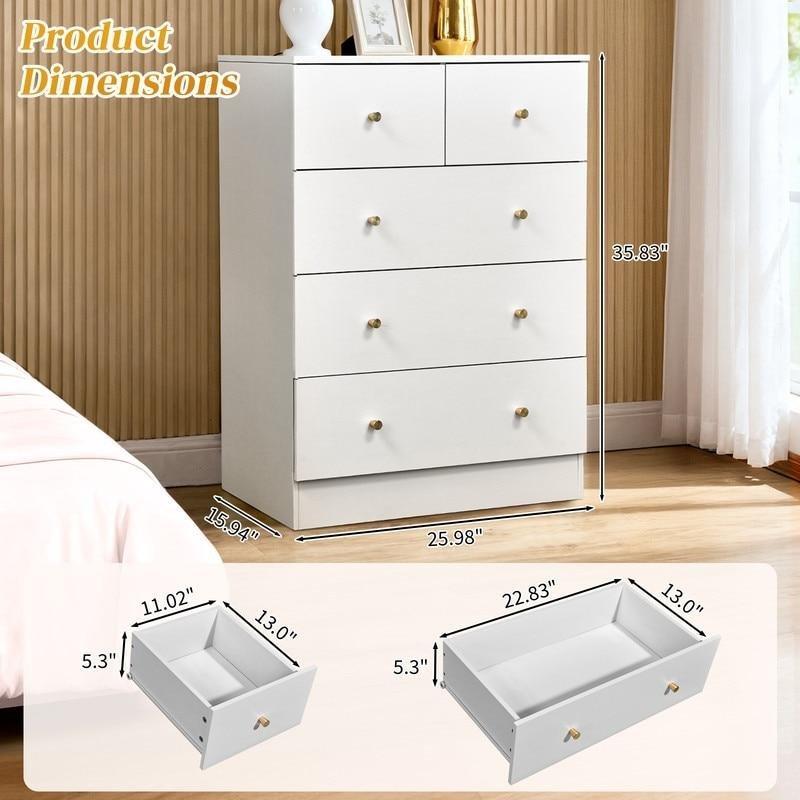 MDF 5 Çekmeceli Dikey Tasarım Şifonyer - 308845
