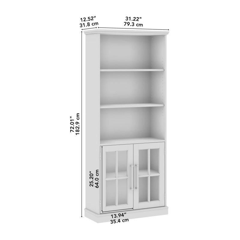 MDF 5 Raflı 2li Set Cam Kapaklı Kitaplık - 239494