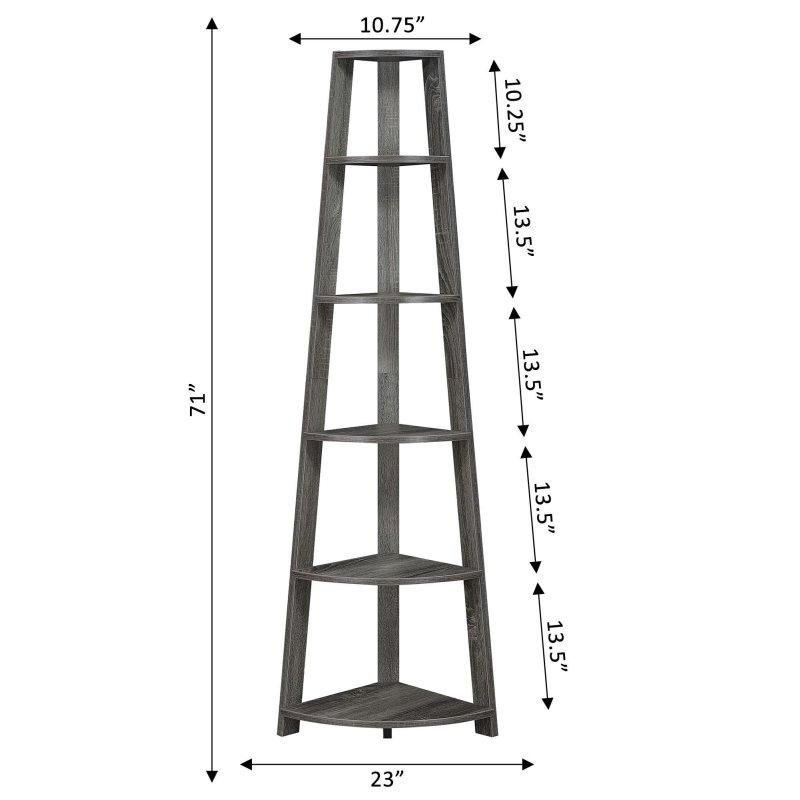MDF 5 Raflı Köşe Kitaplık - 42x42x181 cm - 320345