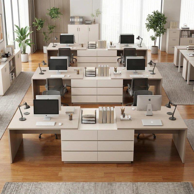 MDF 6 Çekmeceli Genişletilebilir İki Kişilik Ofis Masası - 260-367 cm - 328187
