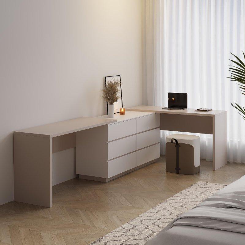 MDF 6 Çekmeceli Genişletilebilir İki Kişilik Ofis Masası - 260-367 cm - 328187