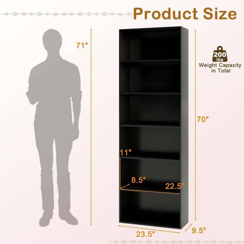 MDF 6 Raflı Dikey Dar Tasarım Kitaplık - 180 cm - 318691