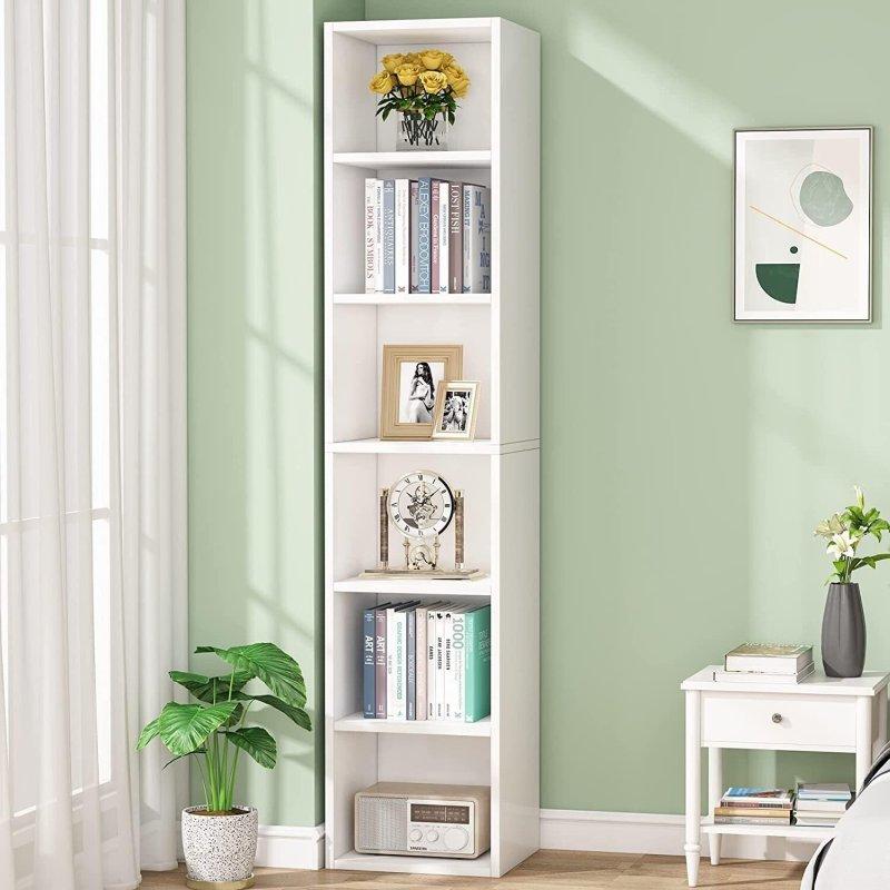 MDF 6 Raflı Kapalı Sırt Panelli Dar Kitaplık - 181x30x30 cm - 320720