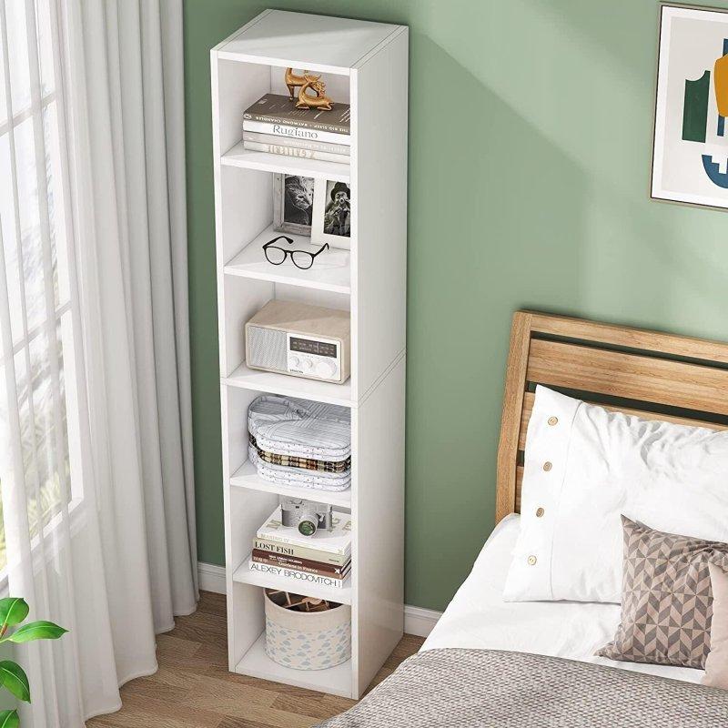 MDF 6 Raflı Kapalı Sırt Panelli Dar Kitaplık - 181x30x30 cm - 320720