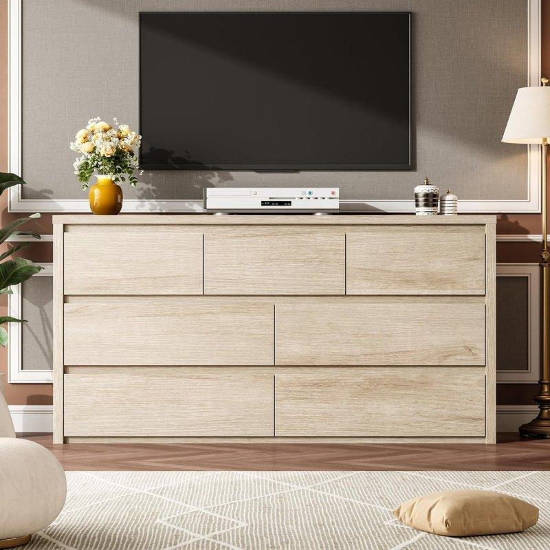 MDF 7 Çekmeceli Kulpsuz Modern Geniş Şifonyer - 294863