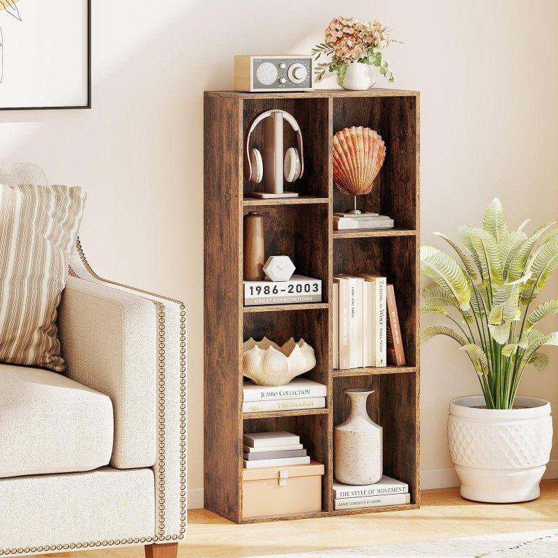 MDF 7 Küplü Dikey ve Yatay Kullanımlı Ayaklı Kitaplık - 50x23x107 cm - 315382