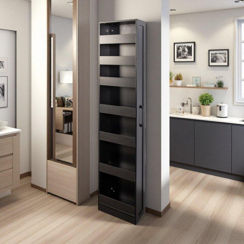 MDF 7 Raflı Sürgülü Dar Tasarım Kitaplık - 20x180 cm - 314980