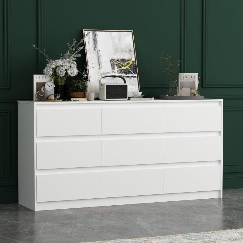 MDF 9 Çekmeceli Kulpsuz Tasarım Şifonyer - 161 cm - 294859