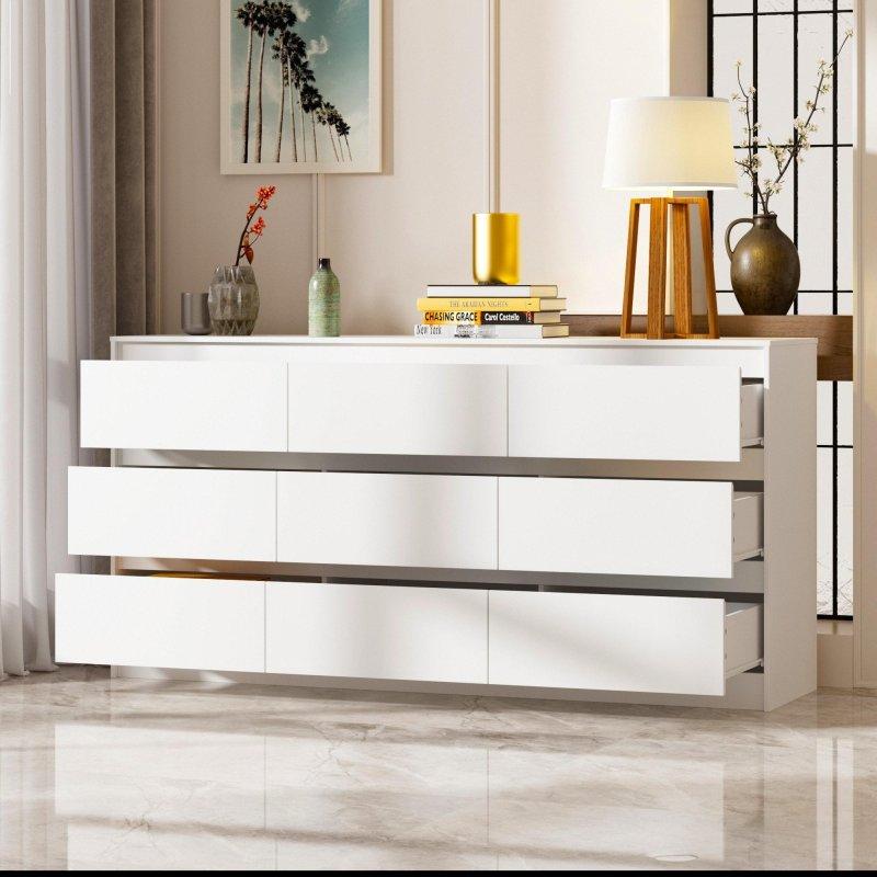 MDF 9 Çekmeceli Yatay Tasarım Modern Şifonyer - 161 cm - 304597