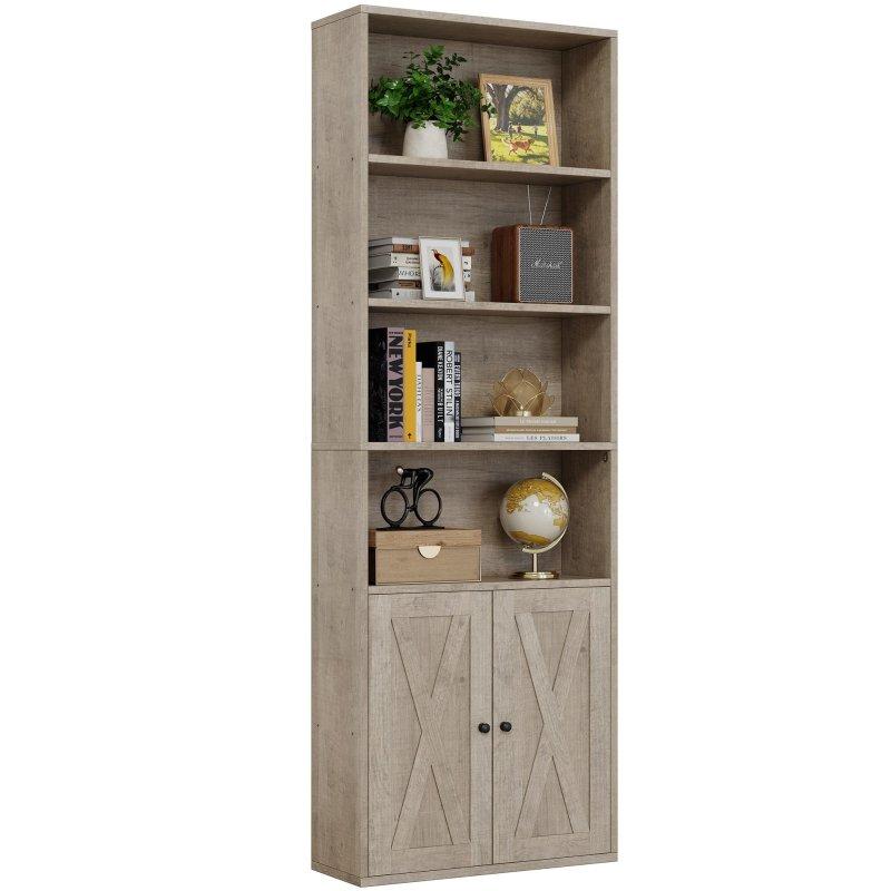 MDF Ahşap Sürgülü Kapaklı 6 Raflı Kitaplık - 314838