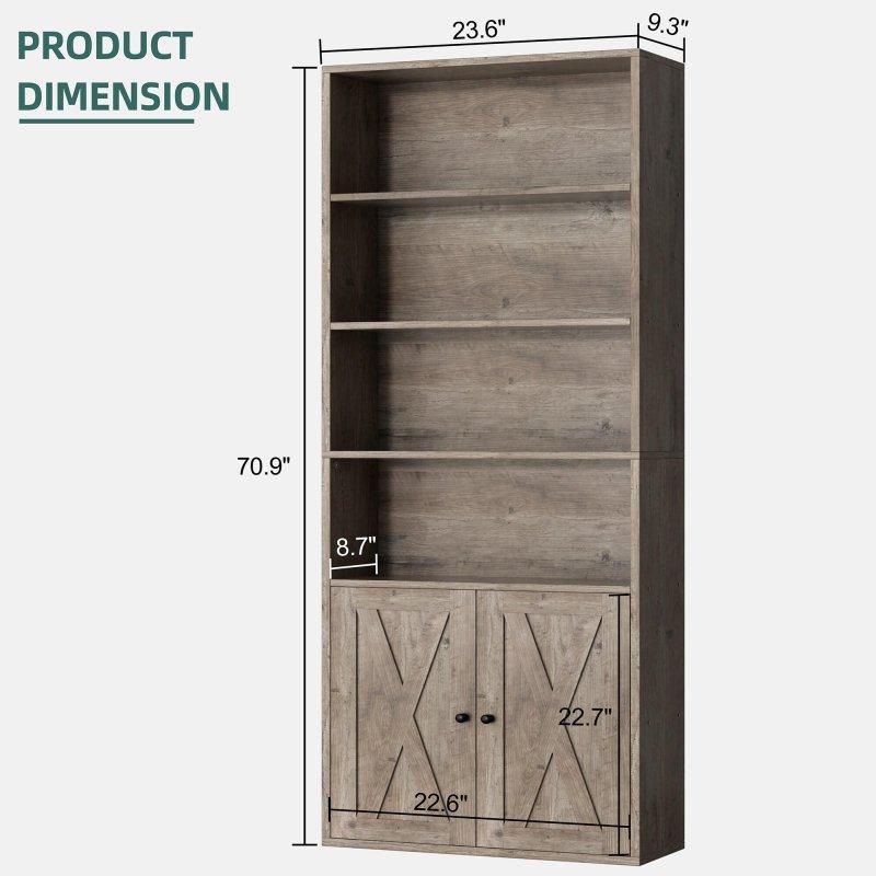 MDF Ahşap Sürgülü Kapaklı 6 Raflı Kitaplık - 314838