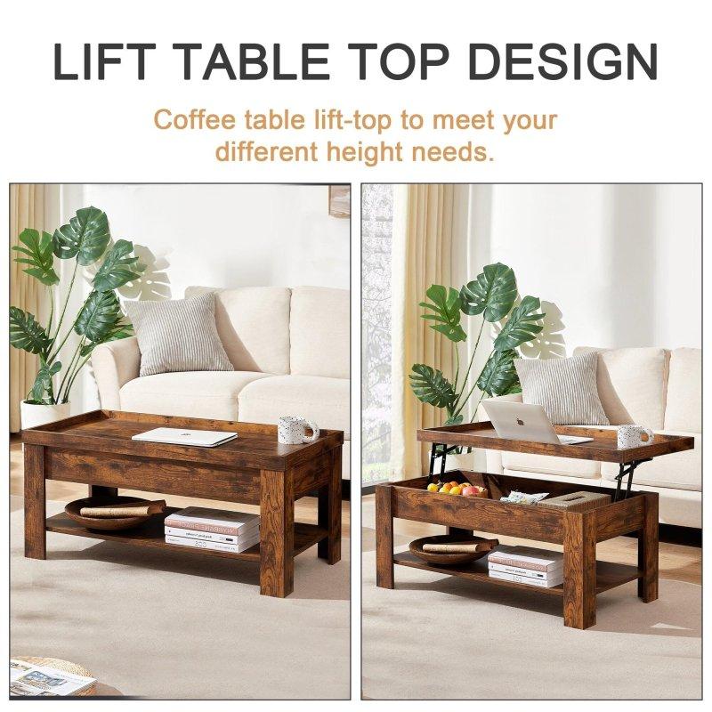 MDF Asansörlü ve Gizli Bölmeli Akıllı Sehpa - 98 cm - 253890