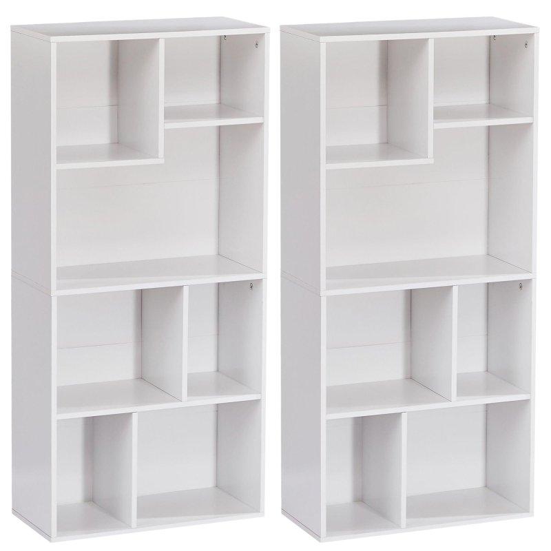MDF Asimetrik Dikey ve Yatay Kullanım 2li Kitaplık Seti - 51x25x108 cm - 314348