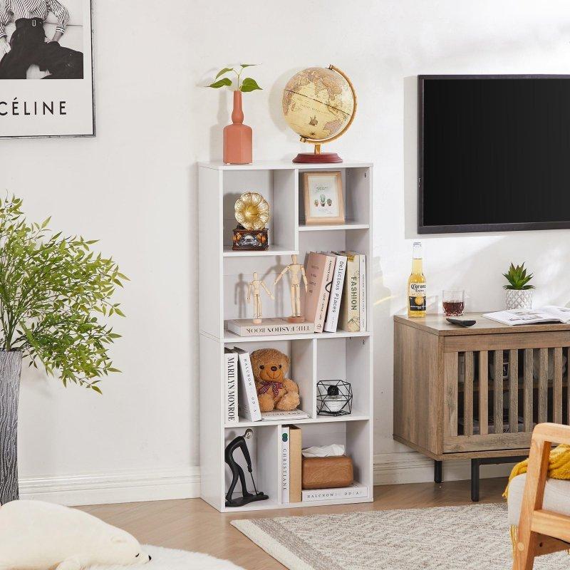 MDF Asimetrik Geometrik Tasarımlı Dikey ve Yatay Kullanım Kitaplık - 318275