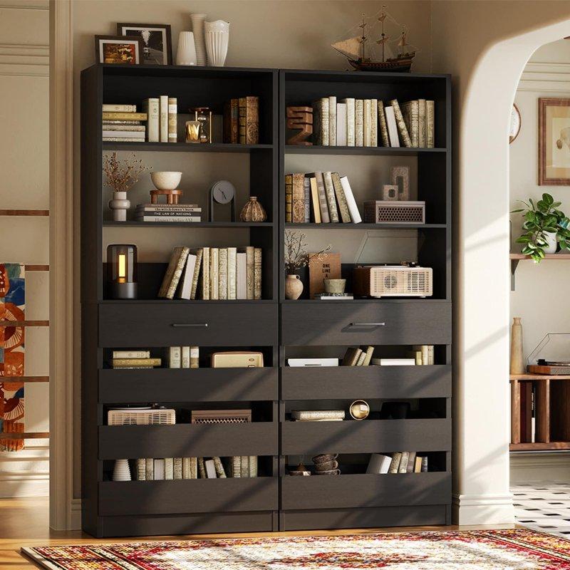 MDF Ayarlanabilir Raflı 4 Çekmeceli Kitaplık - 204x55 cm - 313057