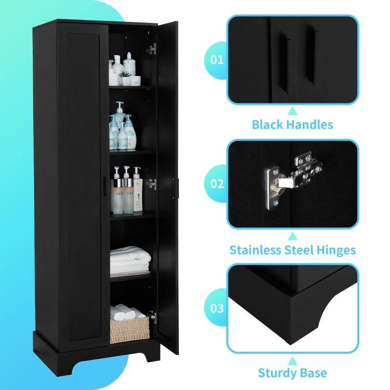 MDF Ayarlanabilir Raflı Çift Kapaklı Çok Amaçlı Banyo Dolabı - 333660