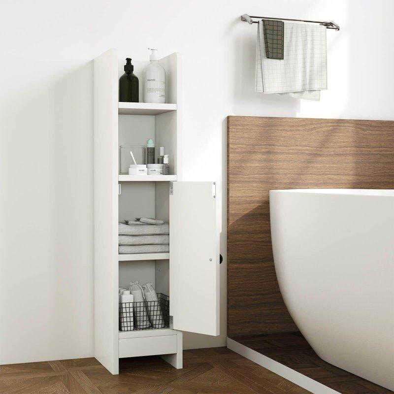 MDF Ayarlanabilir Raflı Kapaklı Çok Amaçlı Banyo Dolabı - 21x18x81 cm - 334423