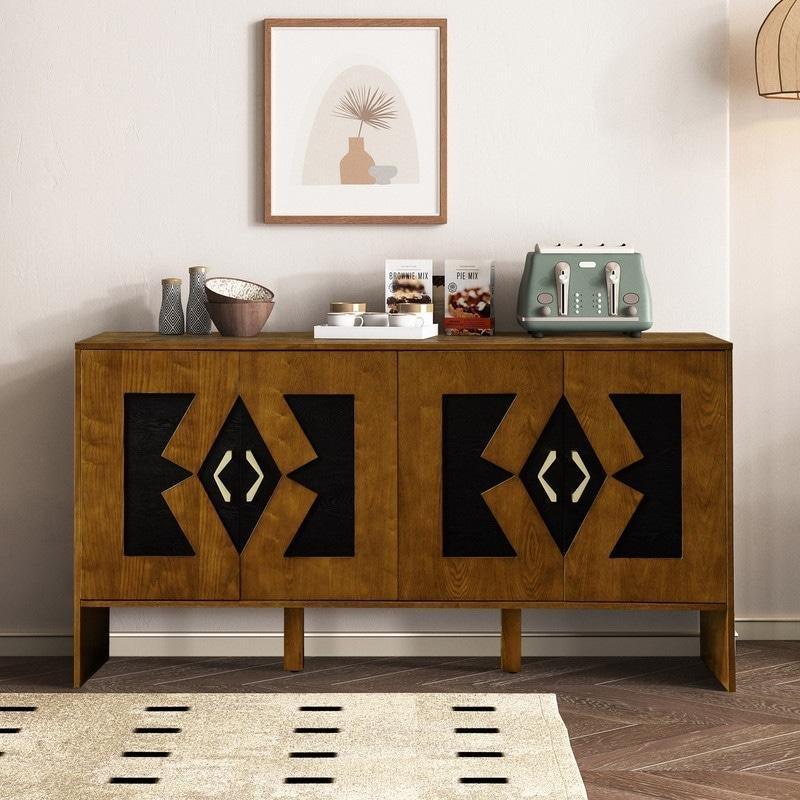 MDF Ayarlanabilir Raflı Yüzyıl Ortası Tasarım Bohem Konsol - 153 cm - 325612