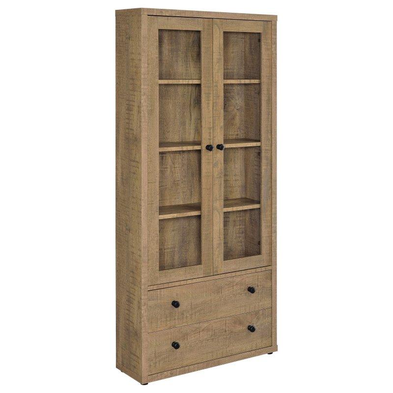MDF Cam Kapaklı ve Çekmeceli Kitaplık - 81x25x180 cm - 318158