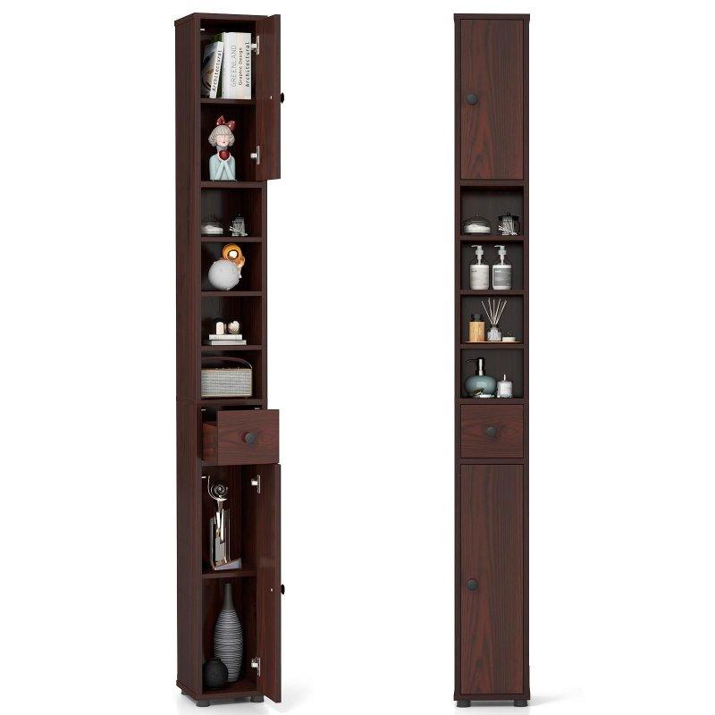 MDF Çekmeceli Dar Çok Amaçlı Banyo Dolabı - 21x21x181 cm - 333696