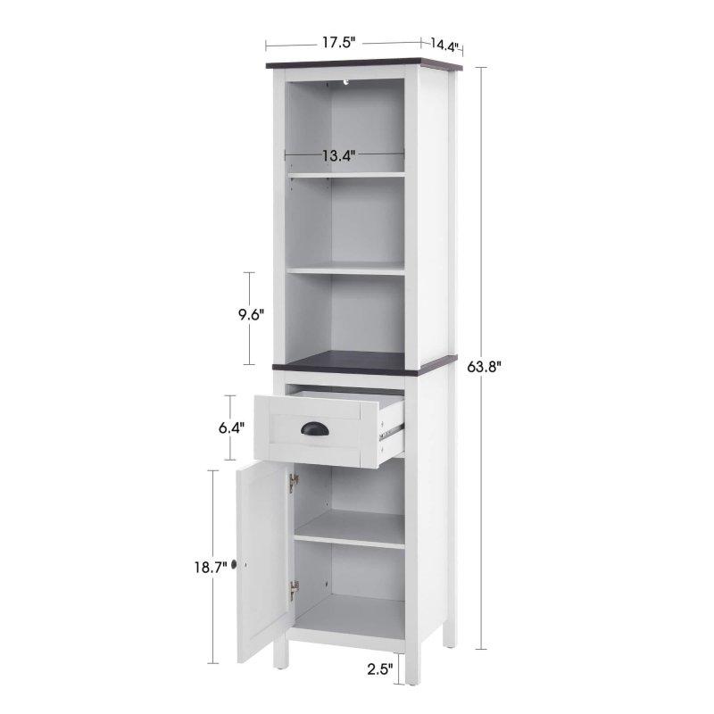 MDF Çekmeceli ve Kapaklı Ayarlanabilir Raflı Kitaplık - 163x45x37 cm - 315664