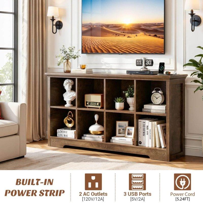 MDF Dahili Şarj Üniteli 8 Bölmeli Küp Kitaplık - 127x31x74 cm - 312169