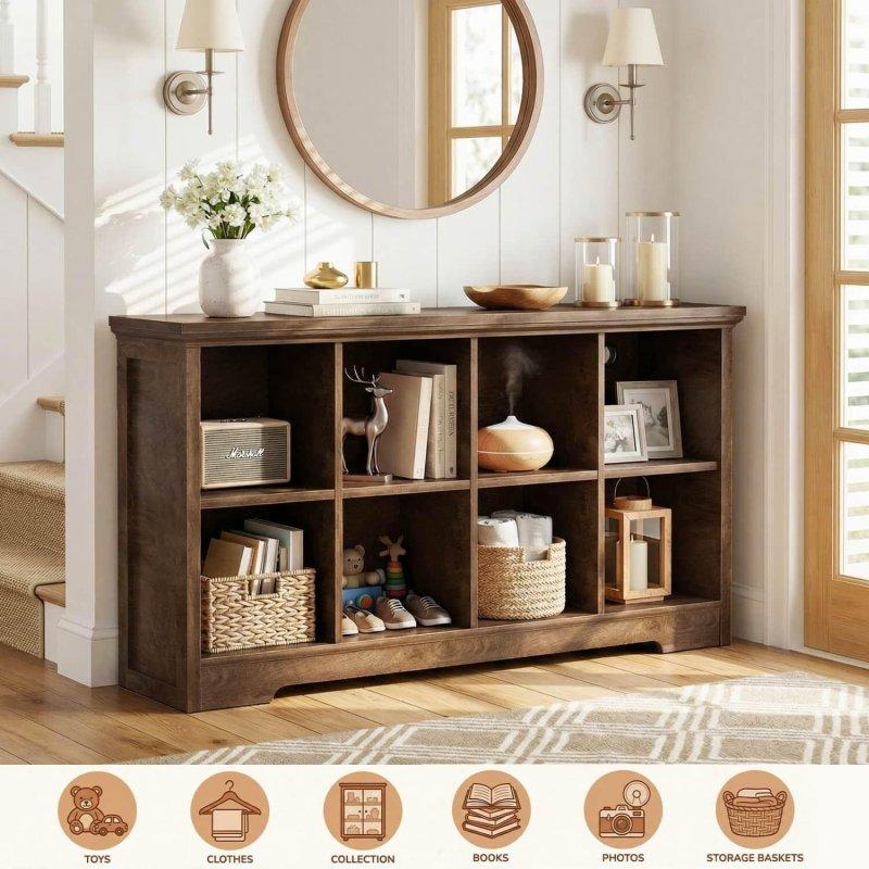 MDF Dahili Şarj Üniteli 8 Bölmeli Küp Kitaplık - 127x31x74 cm - 312169