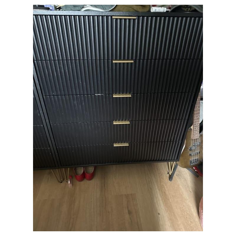 MDF Dikey Yivli Gold Metal Ayaklı 15 Çekmeceli 2li Şifonyer Seti - 303882