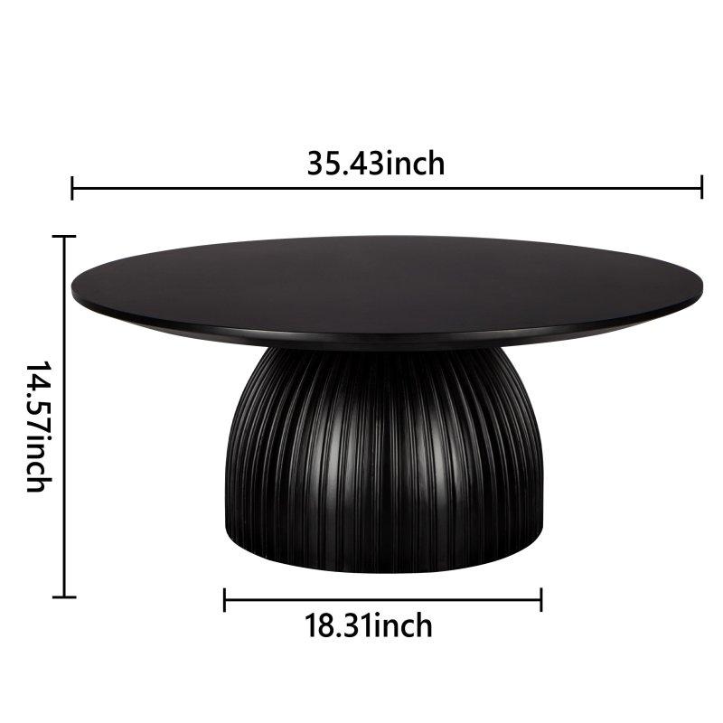 MDF Dikey Yivli Kaide Ayaklı Yuvarlak Orta Sehpa - 91 cm - 243091