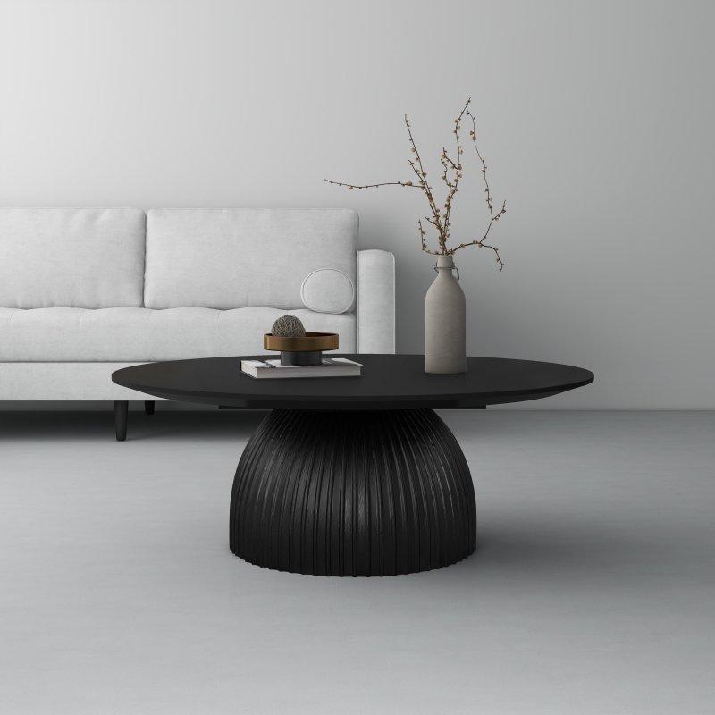 MDF Dikey Yivli Kaide Ayaklı Yuvarlak Orta Sehpa - 91 cm - 243091
