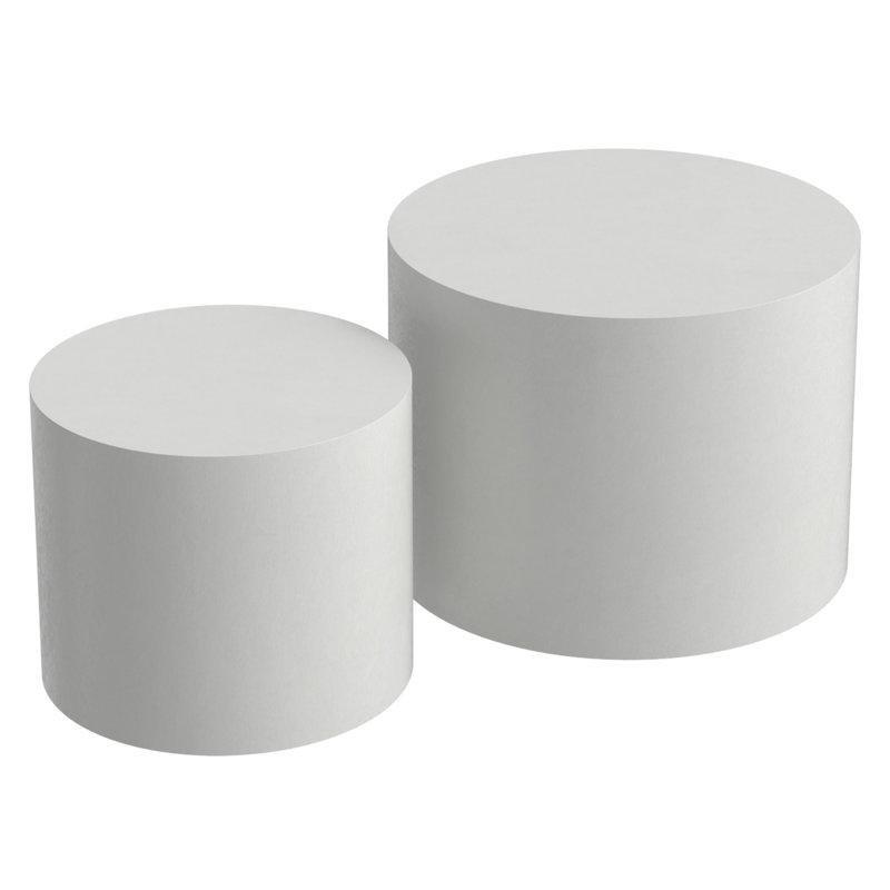 MDF Dokulu Yüzeyli Zigon Yuvarlak Orta Sehpa Seti - 51 cm - 245415