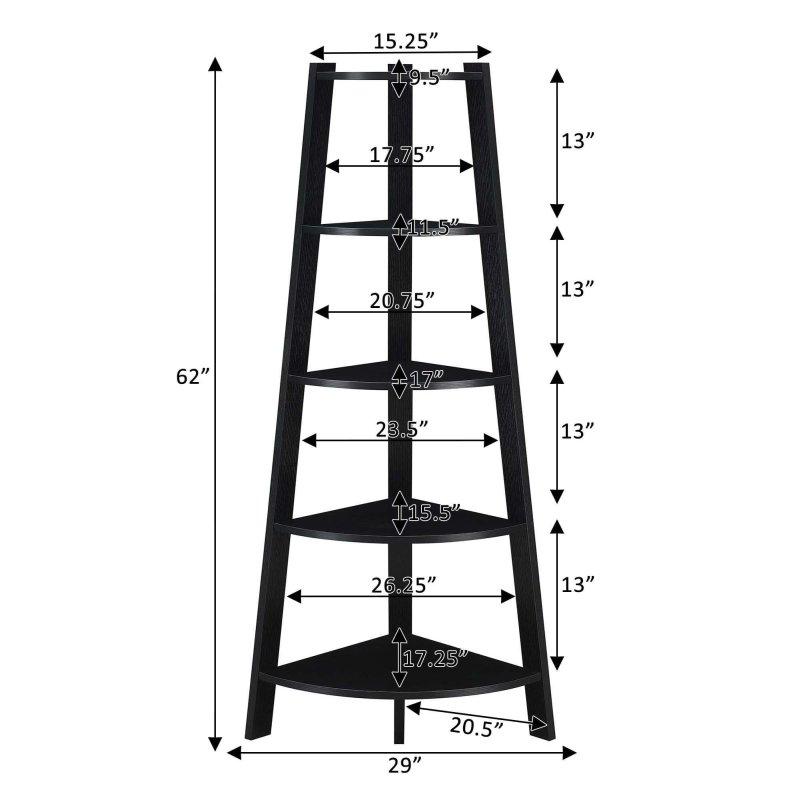 MDF Geniş 5 Raflı Köşe Kitaplık - 53x53x158 cm - 315151