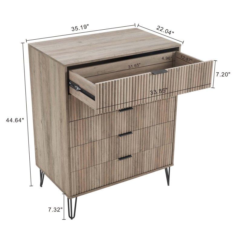 MDF Gold Metal Ayaklı Dikey Fitilli 17 Çekmeceli 3lü Şifonyer Seti - 295302