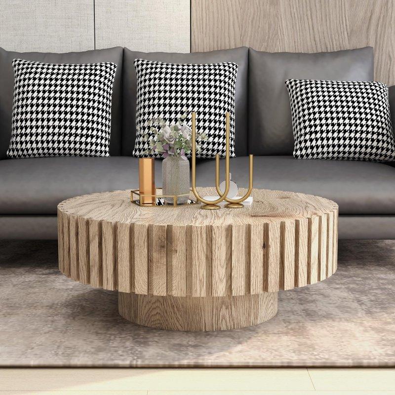 MDF Kaide Ayaklı Minimalist Yuvarlak Orta Sehpa - 81 cm - 240160