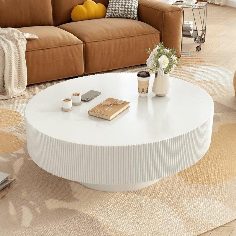MDF Kaide Ayaklı Modern Yuvarlak Orta Sehpa - 81 cm - 240546