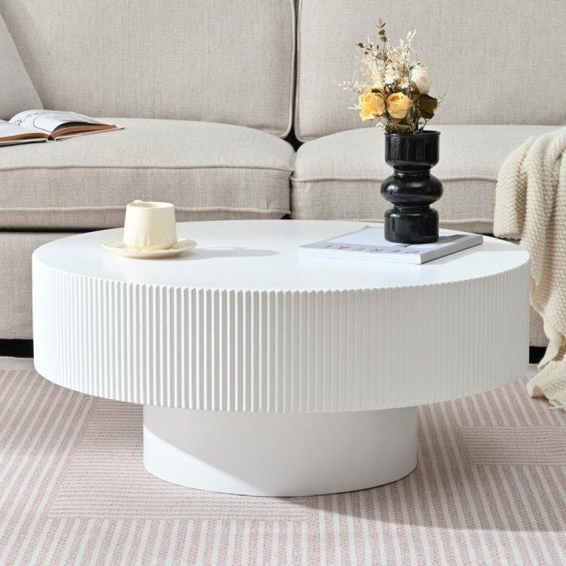 MDF Kaide Ayaklı Modern Yuvarlak Orta Sehpa - 81 cm - 240546