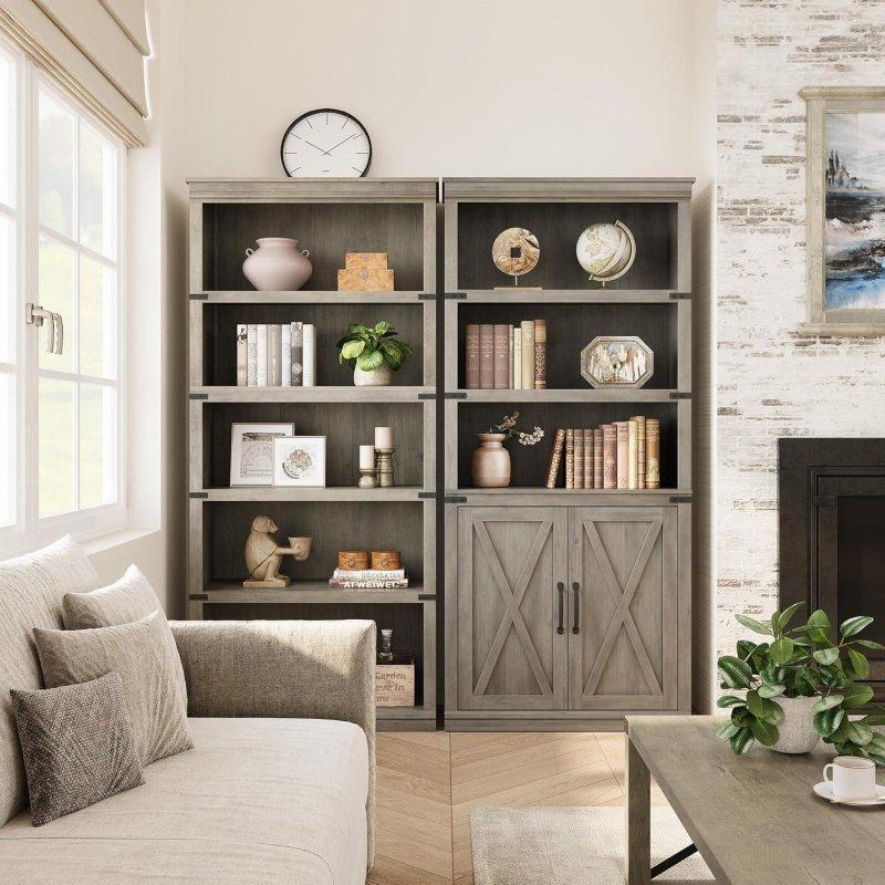 MDF Kapaklı 5 Raflı Country Tarzı Kitaplık - 175 cm - 312468 MDF Kapaklı 5 Raflı Country Tarzı Kitaplık - 175 cm - 312468