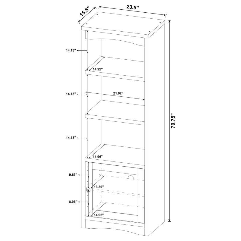 MDF Kapaklı ve Ayarlanabilir Raflı Kitaplık - 60x40x180 cm - 314322