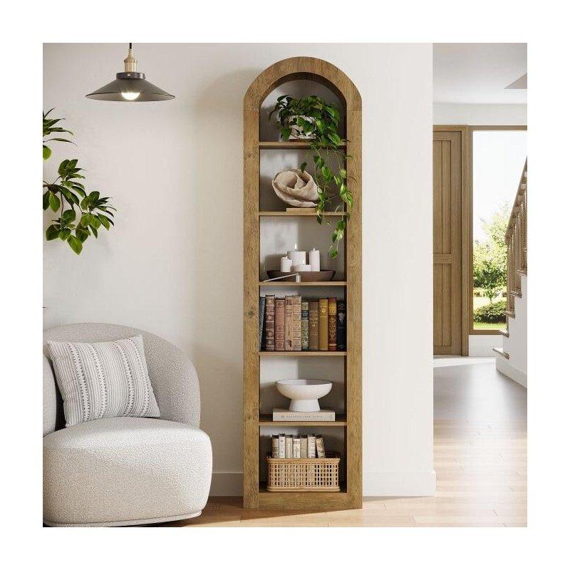 MDF Kemerli 6 Raflı Rustik Kitaplık - 50x30x190 cm - 320586