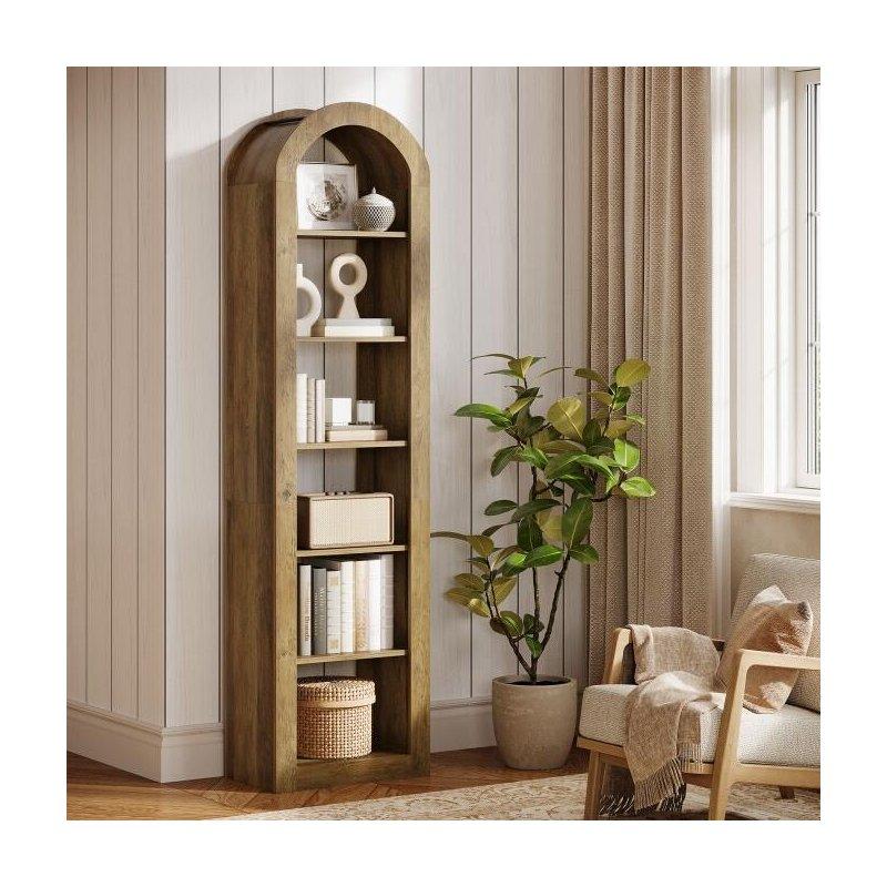 MDF Kemerli 6 Raflı Rustik Kitaplık - 50x30x190 cm - 320586