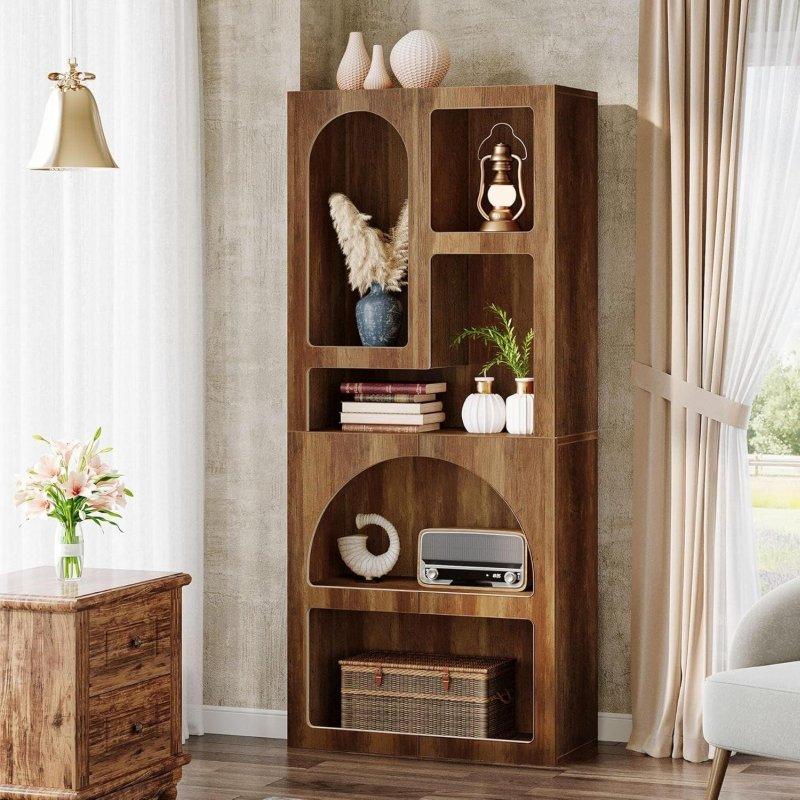 MDF Kemerli Geometrik Asimetrik Raflı Kitaplık - 181 cm - 317071