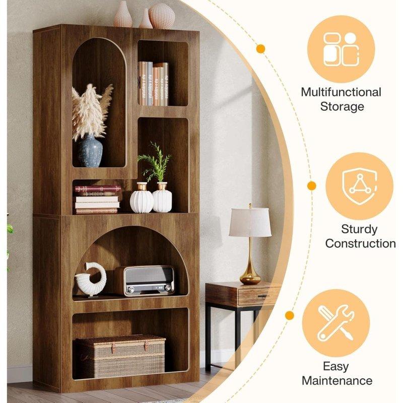 MDF Kemerli Geometrik Asimetrik Raflı Kitaplık - 181 cm - 317071