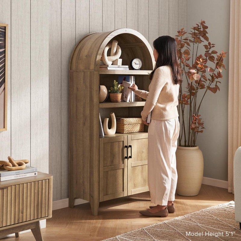 MDF Kemerli Kapaklı Kır Evi Kitaplık - 78x39x166 cm - 314809